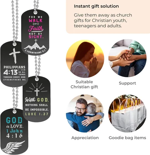 Miniatura 4 de Inkstone Collares para perros (paquete de 12) Versículos de la Biblia 2 Corintios 57, Lucas 137 y 1 Juan 416 pulgadas Recuerdos de fiesta
