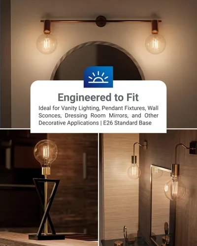 Miniatura 4 de Paquete de 10 bombillas LED G25, filamento Edison Globe, bombilla de iluminación para tocador de baño y dormitorio, 500 LM, 5 W