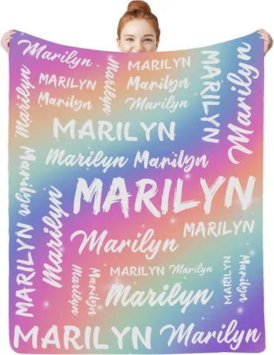 Miniatura 29 de Manta personalizada con nombre para bebés, niños y niñas, mantas de bebé personalizadas con nombre para adultos y niños, manta personalizada