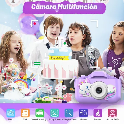 Miniatura 2 de Goopow - Cámara de selfie digital para niños, juguete de cámara de video para niñas de 3 a 9 años con cubierta protectora, regalos de Navidad