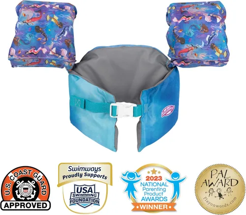 Miniatura 5 de SwimWays The Little Mermaid, US Coast Guard Approved Life Vest Kids Swim Vest, Arm Floaties & Life Jackets for Kids 33-55 lbs Entrenador de natación
