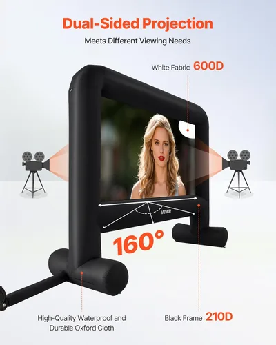 Miniatura 4 de VEVOR Pantalla de película inflable de 16 pies para exteriores, pantalla de proyector inflable con bolsa de almacenamiento portátil, proyección