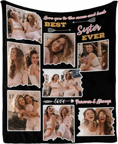 Miniatura 9 de InterestPrint Manta de forro polar suave con memoria personalizada para mejor amiga, personalizada con imágenes y texto para la graduación de tu