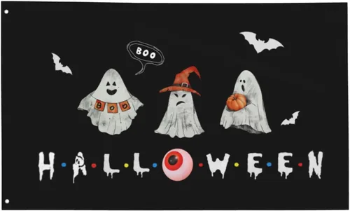 Bandera fantasma boo – Decoración de Halloween para exteriores de 3 x 5 pies para suministros de fiesta en interiores