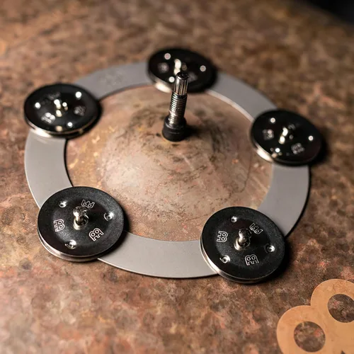 Miniatura 12 de Pandereta de efecto de cascabel Ching Ring, de acero inoxidable — NO FABRICADO EN CHINA — Para hihats, crashes, rides y stacks