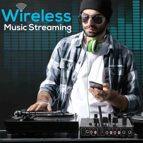 Miniatura 5 de Mezclador de audio inalámbrico Pyle DJ - Controlador DJ compatible con Bluetooth de 3 canales, mezclador de sonido, micrófono con función