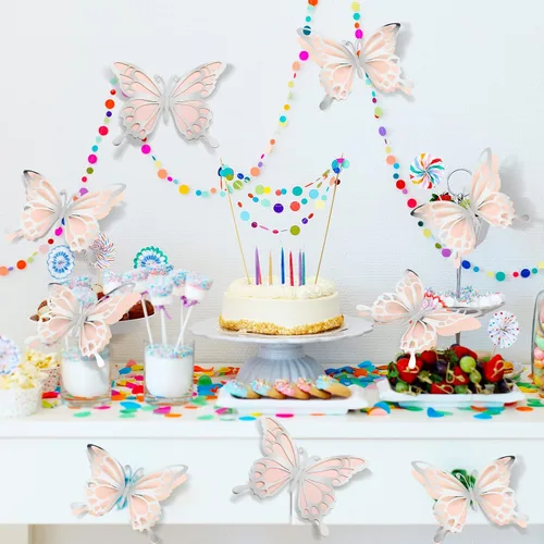 Miniatura 6 de Geyee 12 piezas de decoración de fiesta de mariposa grande 3D de 12 pulgadas, 10 pulgadas, centros de mesa de mariposa grandes para mesas, baby
