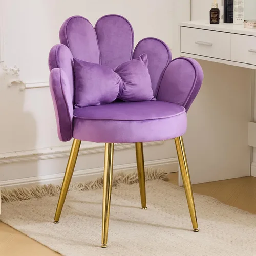 Miniatura 20 de VINGLI Silla de Maquillaje de Pétalo con Respaldo, Silla de Escritorio Linda para Niñas Sin Ruedas, Silla de Comedor Moderna, Pequeña Silla