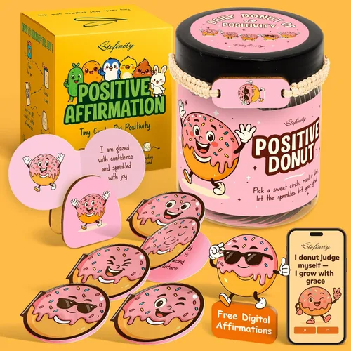 Miniatura 26 de Stofinity Tarro de 60 tarjetas de afirmación de pepinillos positivos – Regalo de aliento, positividad y apoyo emocional para niñas adolescentes