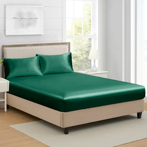 Miniatura 10 de Sábana bajera ajustable de satén de seda tamaño King, sábanas de cama individuales de bolsillo profundo que se venden por separado, sin arrugas, que