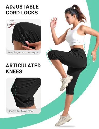 Miniatura 6 de BVVU Pantalones cargo capri de senderismo para mujer, ligeros, de secado rápido, pantalones deportivos impermeables para exteriores, pantalones