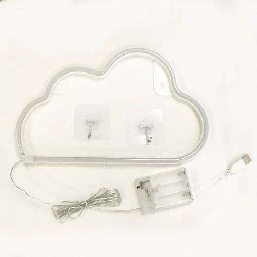 Miniatura 6 de Letreros de neón de nube, luz LED para decoración de pared, funciona con pilas o USB, para dormitorio, estética, habitación de adolescentes, niñas