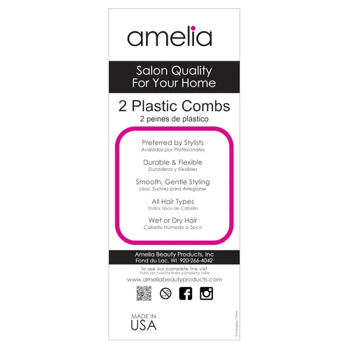 Miniatura 7 de Amelia Beauty, peine de bolsillo de plástico negro de 5 pulgadas, fabricado en Estados Unidos, peine de bolsillo de grado profesional, portátil