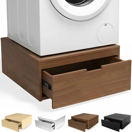 Miniatura 12 de Pedestal de lavandería, pedestal de lavadora y secadora de madera resistente, soporte universal para lavadora y secadora de 27.5 pulgadas, capacidad