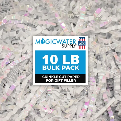 MagicWater - Papel de corte arrugado para cestas de regalo, color blanco diamante de 10 libras, perfecto para relleno de papel triturado, relleno de