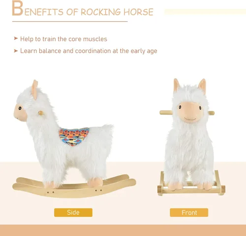 Miniatura 4 de Qaba Juguete de caballo mecedora para niños, estilo llama, tela de felpa suave para niños de 3 años en adelante