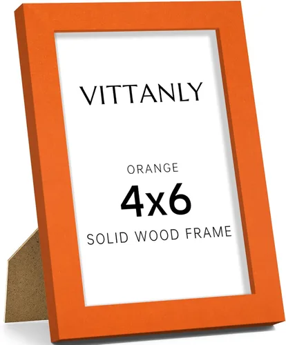 Miniatura 75 de Vittanly - Marco de fotos de 4 x 6 pulgadas de madera maciza con plexiglás, incluye paspartú de 3,5 x 5, para colgar en la pared o poner sobre una