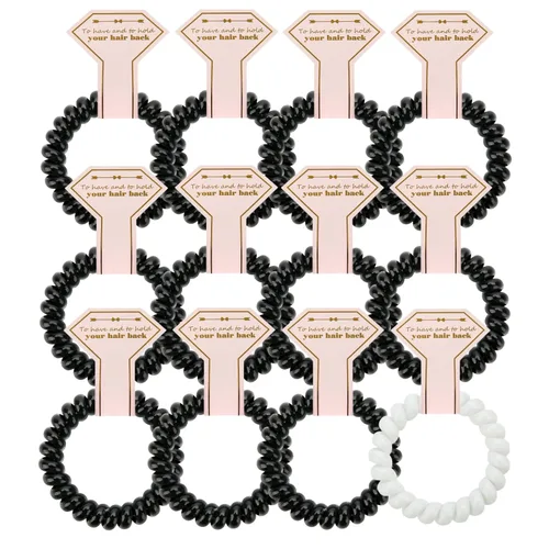 Miniatura 9 de Lazos para el cabello, 12 bobinas en espiral para despedida de soltera, regalo de dama de honor para novia, boda, mujeres, fiestas, invitados, Negro