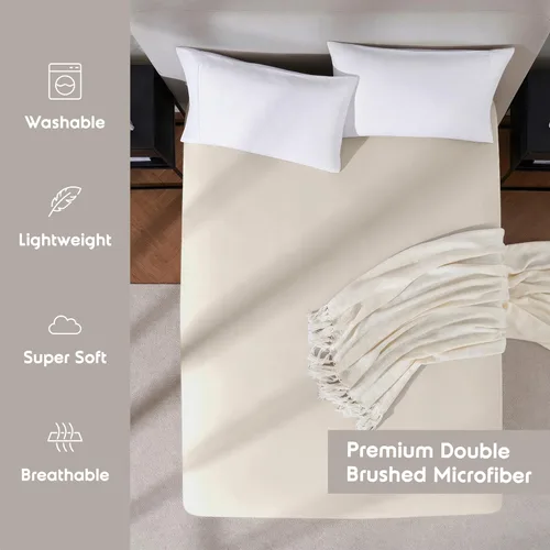 Miniatura 3 de Nestl Sábana bajera ajustable de lino con bolsillo extra profundo Twin XL, sábana bajera ajustable de lujo Twin XL solamente, se ajusta fácilmente a