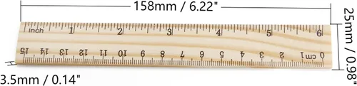 Miniatura 2 de Utoolmart 2 reglas rectas de madera, regla de escala de doble cara de 6 pulgadas, herramienta de medición para ingeniería, arquitecto de oficina