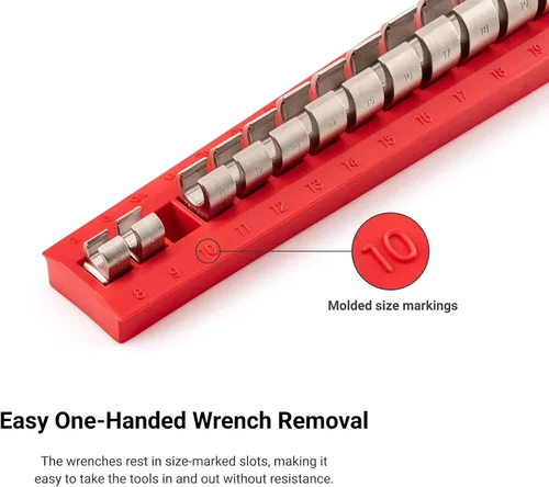 Miniatura 5 de TEKTON 14 herramientas de 3/8 pulgadas de tuerca de trampa, Crowfoot Wrench Organizador Rack, negro (5/16-1-1/16 pulgadas) ORG25114 Fabricado