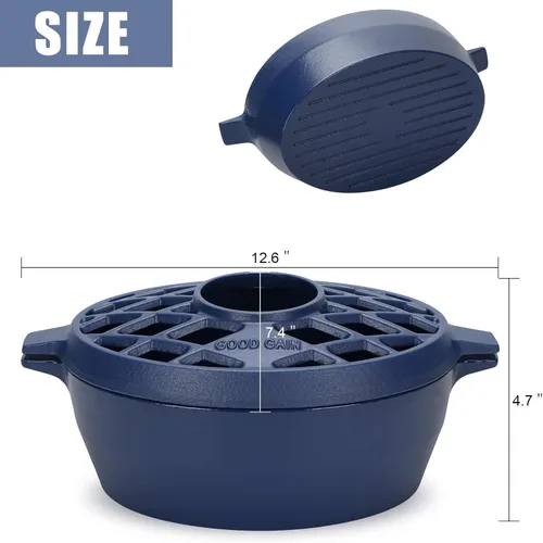 Miniatura 5 de G Good Gain Vaporizador de estufa de leña, humidificador de chimenea, humidificador de hierro fundido para estufa, acabado azul mate, resistente a