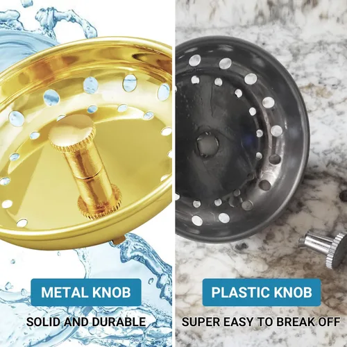 Miniatura 3 de KONE Colador de Drenaje para Fregadero Dorado Tapón y Colador para Fregadero de Acero Inoxidable Cesta Coladora para Fregadero de Cocina de Repuesto