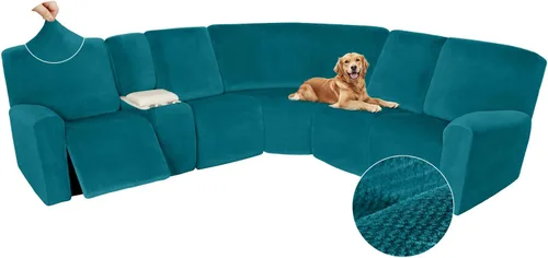 Miniatura 631 de Arfntevss Fundas de sofá seccional reclinable de terciopelo, Funda de sofá seccional de esquina para sofá reclinable, Funda elástica suave