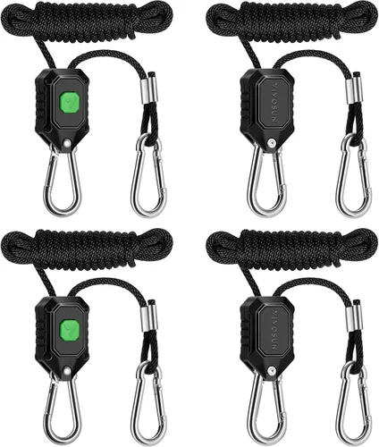 Miniatura 8 de VIVOSUN 1 par de colgadores de luz de cultivo ajustables de 1/8 pulgadas, colgador de cuerda resistente con engranajes de metal reforzados, cuerda