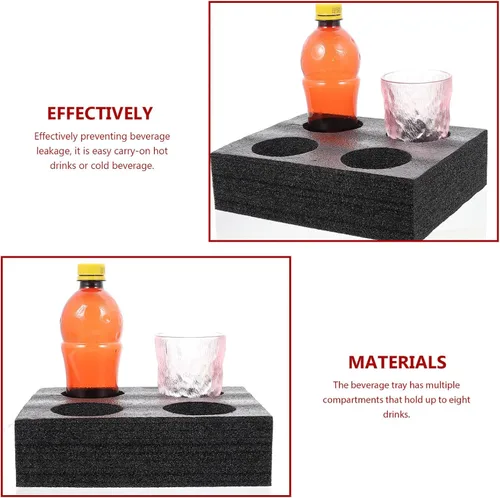 Miniatura 4 de Cabilock Herramientas portátiles de embalaje de bebidas 2 paquetes de bandejas portavasos, organizador de viaje para tazas de diseño de bandeja