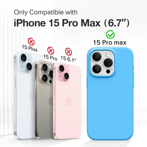 Miniatura 297 de GONEZ Funda de silicona para iPhone 15 Pro Max, compatible con Magsafe, protector de cámara + protector de pantalla, forro de microfibra suave