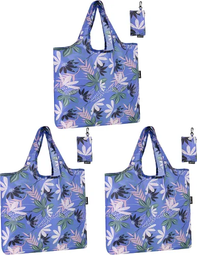 Miniatura 26 de HOLYLUCK Bolsas de comestibles reutilizables, bolsa de compras plegable resistente (estándar, 3 huellas de patas de perro azules)