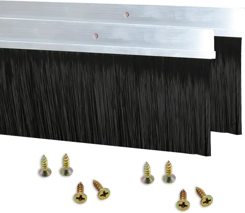 Miniatura 13 de Paquete de 2 barridos inferiores de puerta, soporte de aleación de aluminio en forma de H para la parte inferior de la puerta con cepillo de nailon