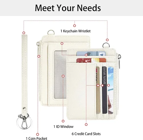 Miniatura 2 de SEAVILIA Billetera pequeña para mujer, delgada, llavero, carteras RFID para tarjetas de crédito con bolsillo con cremallera, ventana