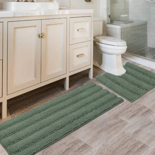 Miniatura 201 de H.VERSAILTEX - Alfombras de baño, juego de 2 piezas, alfombra de contorno para baño, juego de alfombras para inodoro, alfombra antideslizante