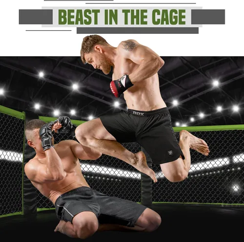 Miniatura 3 de RDX Pantalones cortos de MMA para entrenamiento y kickboxing Pantalones cortos de lucha para artes marciales, pelea de jaulas, Muay Thai, BJJ