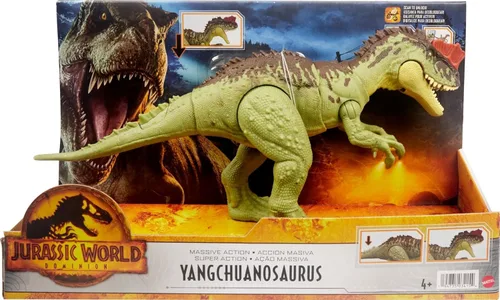 Miniatura 6 de Mattel Jurassic World Dominion - Figura de dinosaurio de acción masiva, juguete de dinosaurio Yangchuanosaurus con movimiento de ataque, además
