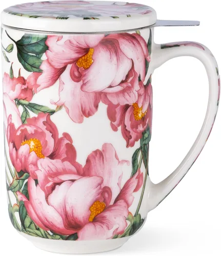 Miniatura 16 de Taza de Té de Porcelana AmorArc con Infusor y Tapas, Taza Grande de 18 Oz con Filtro con Soporte para Bolsa de Té de Hojas Sueltas, Taza para Salvia