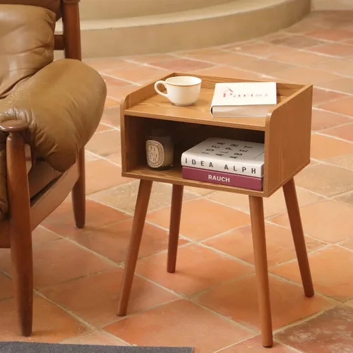 Miniatura 2 de MaxSmeo - Conjunto de 2 mesitas de noche, mesa auxiliar de estilo moderno de mediados de siglo para dormitorio con almacenamiento, pequeño juego
