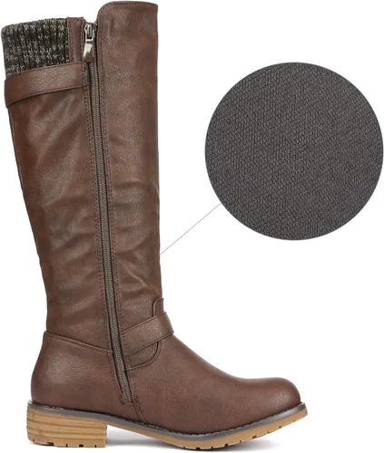 Miniatura 3 de DREAM PAIRS Botas de equitación hasta la rodilla con cremallera lateral para mujer