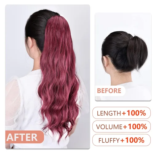 Miniatura 93 de Extensiones de cola de caballo de cabello rubio, extensiones de cola de caballo para mujer, pinza de extensiones de cabello rizado de 12 pulgadas