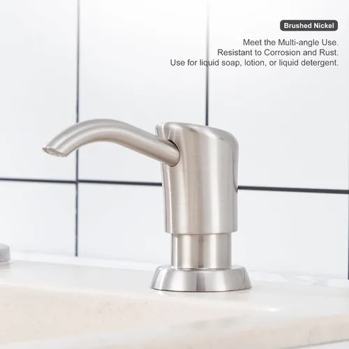 Miniatura 5 de GAGALIFE Dispensador de jabón empotrado en mostrador (níquel cepillado) para fregadero de cocina y kit de tubo de extensión, actualización