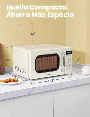 Miniatura 5 de COMFEE' Horno de microondas pequeño retro con tamaño compacto, 9 menús preestablecidos, plato giratorio con memoria de posición, función