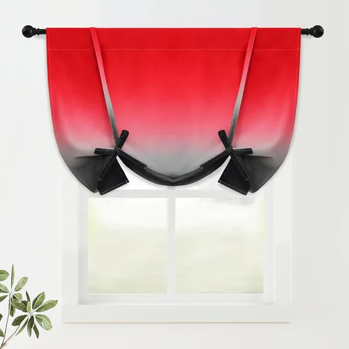 Miniatura 134 de COSVIYA Cortinas 100% Opacas Azul Degradado con Lazos Ajustables para Cocina Aislamiento Térmico Oscurecimiento de Habitación Cenefa con Bolsillo