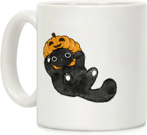 Miniatura 124 de LookHUMAN Taza de Café de Halloween – Halloween Is Meowgical Tazas, Taza de Café Espeluznante Idea de Regalos de Taza, 15 Onzas 10-Blanco