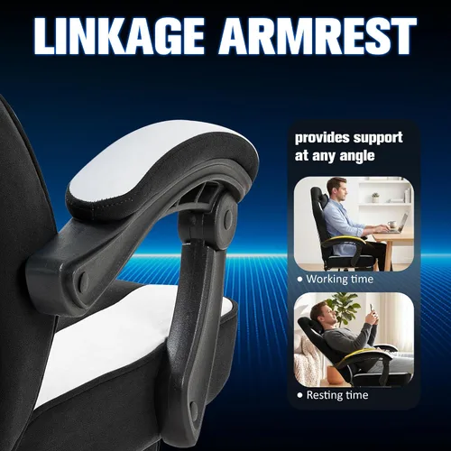 Miniatura 6 de Gaming Chair with Footrest Fabric Gaming Chair for Adults with Massage Lumbar Support, High Back Ergonomic Computer Chair, Pocket Spring Cushion