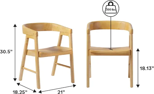 Miniatura 3 de Walker Edison Ezra - Silla de comedor moderna de madera maciza con respaldo redondeado, color negro (juego de 2)
