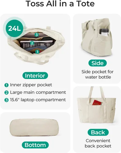 Miniatura 46 de BAGSMART Bolsa de mano para mujer con cremallera, bolsa de gimnasio con compartimentos, bolsa de trabajo para enfermera, baile, bolsa de yoga