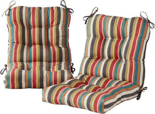 Miniatura 73 de Cojines para silla de exterior con bisagras, diseño de una sola pieza, cojín reversible para asiento y respaldo de patio con lazos, tela