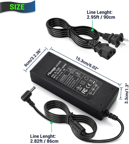 Miniatura 7 de Facmogu 12V 10A Fuente de alimentación Adaptador de CA a CC, Convertidor de CA a CC 100V-240V a 12V 10A 120W, Transformador de potencia de 12